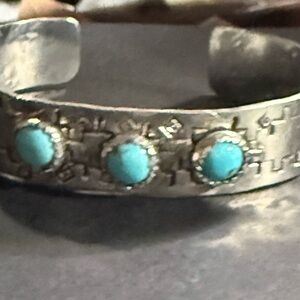 Kingman turquoise sterling silver cuff bracelet